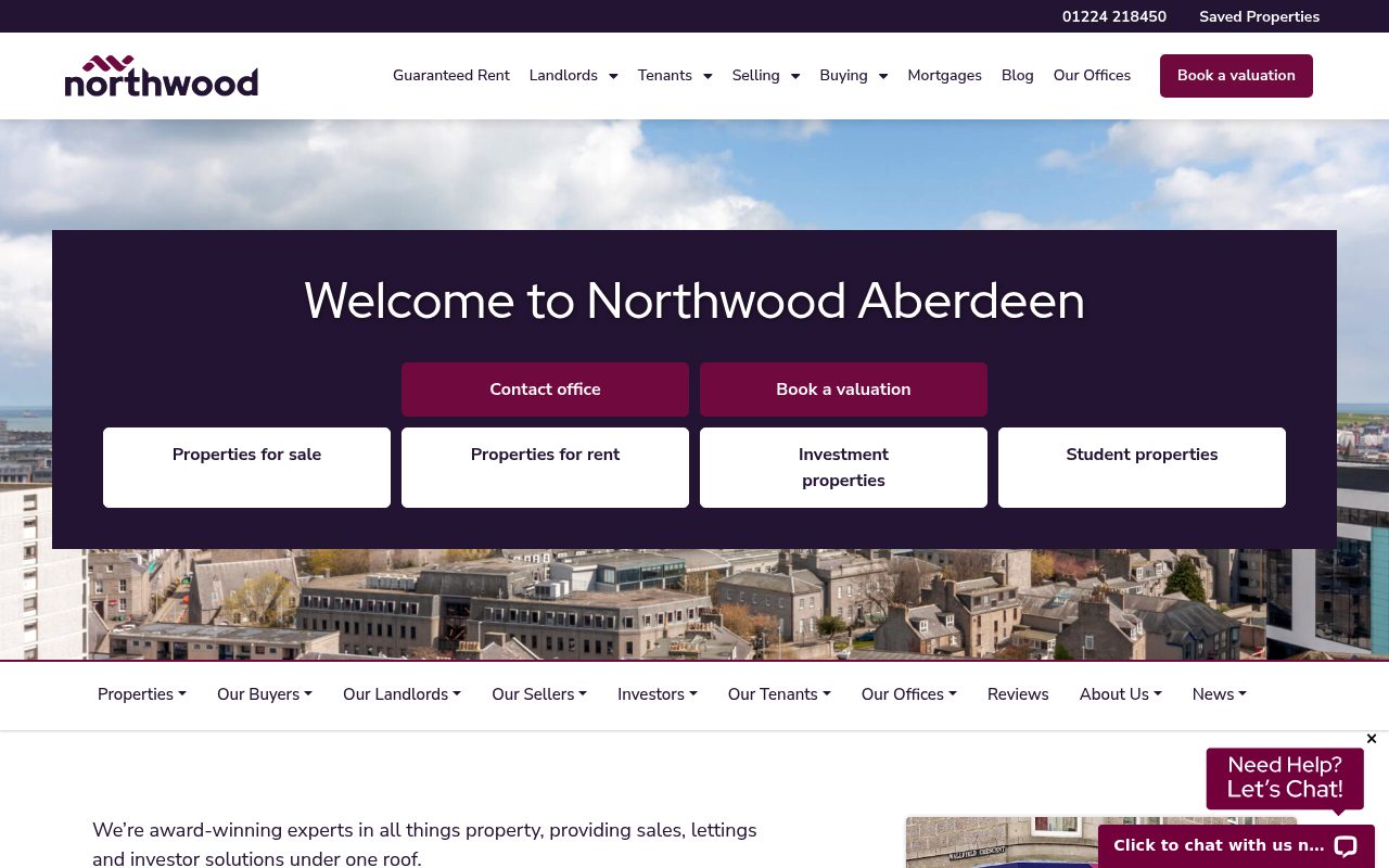Northwood Aberdeen Sales & Lettings website screenshot