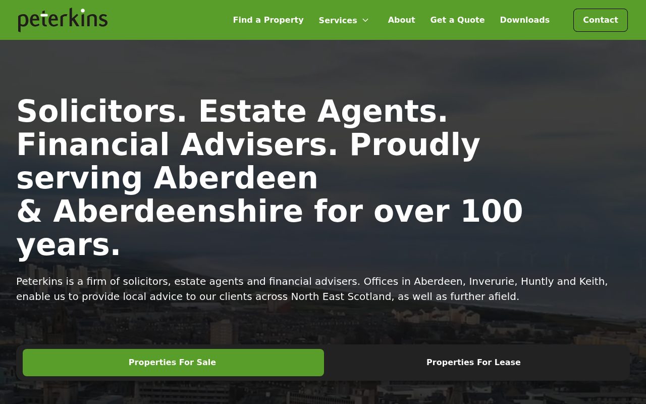 Peterkins website screenshot