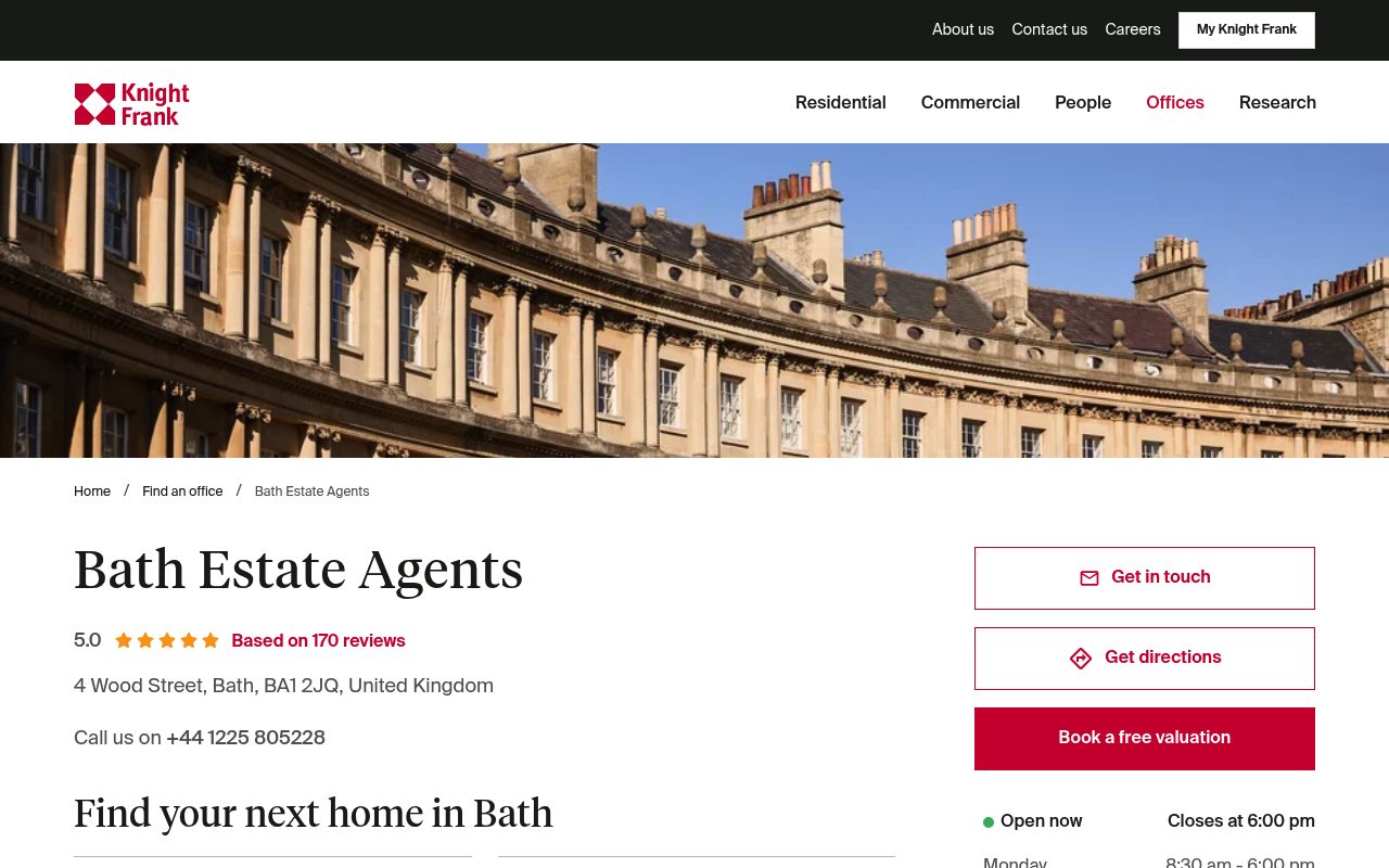 Knight Frank Bath Estate Agents website screenshot