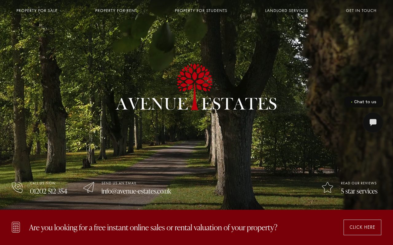 Avenue Estates website screenshot
