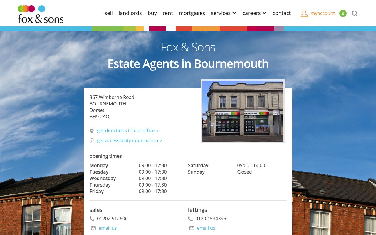Fox and Sons Estate Agents Bournemouth website screenshot