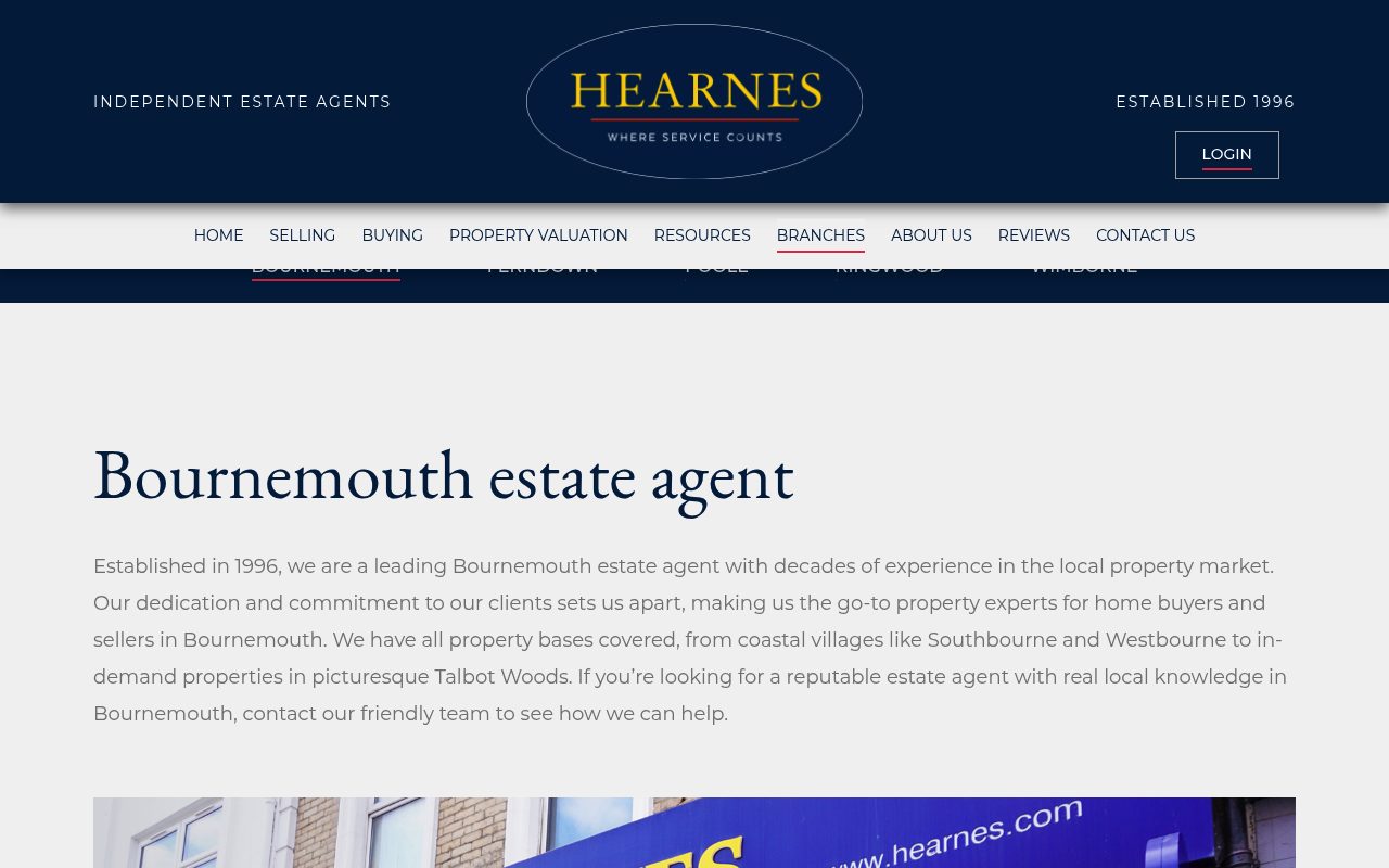 Hearnes Estate Agents Bournemouth website screenshot