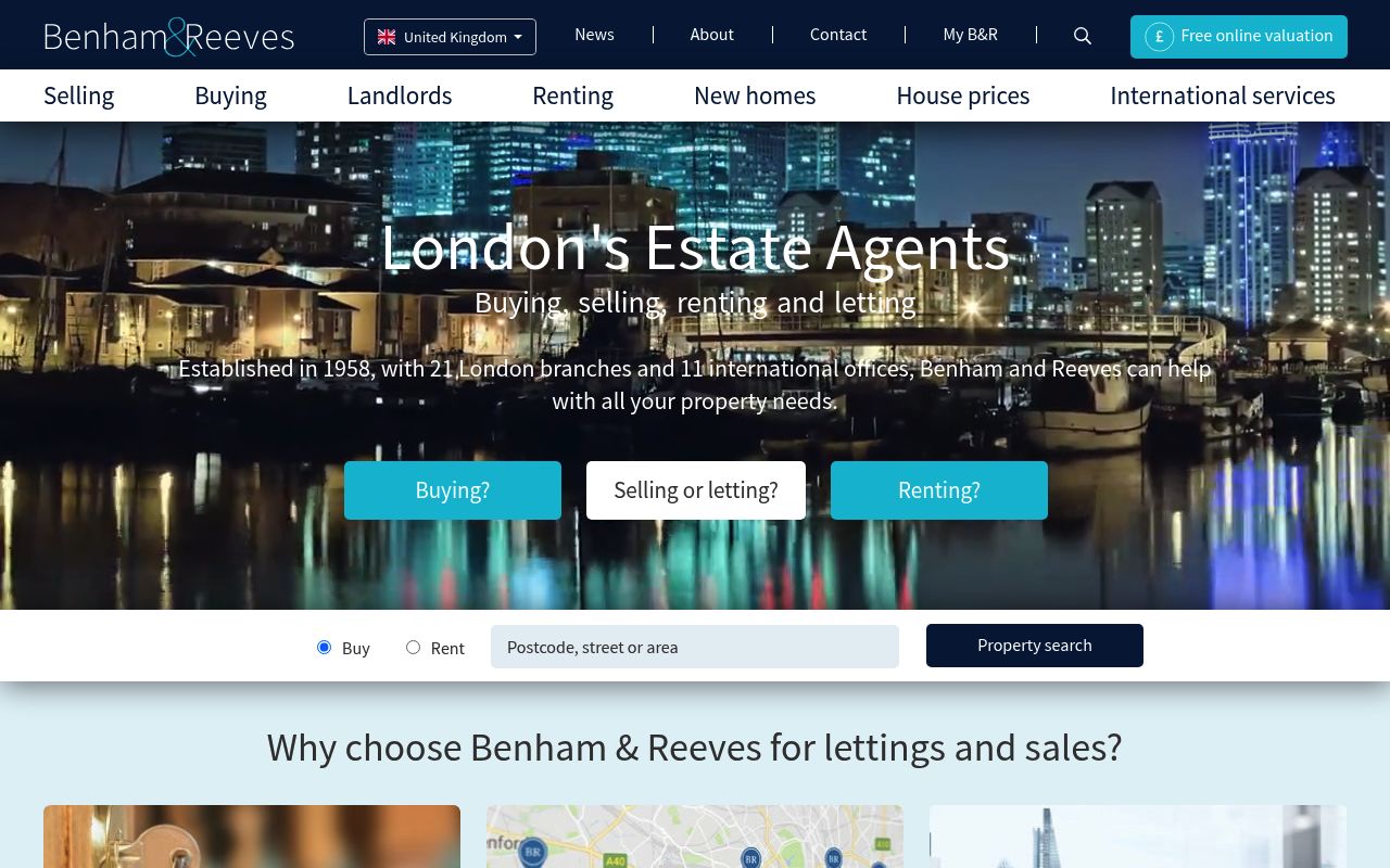 Benham & Reeves Canary Wharf website screenshot