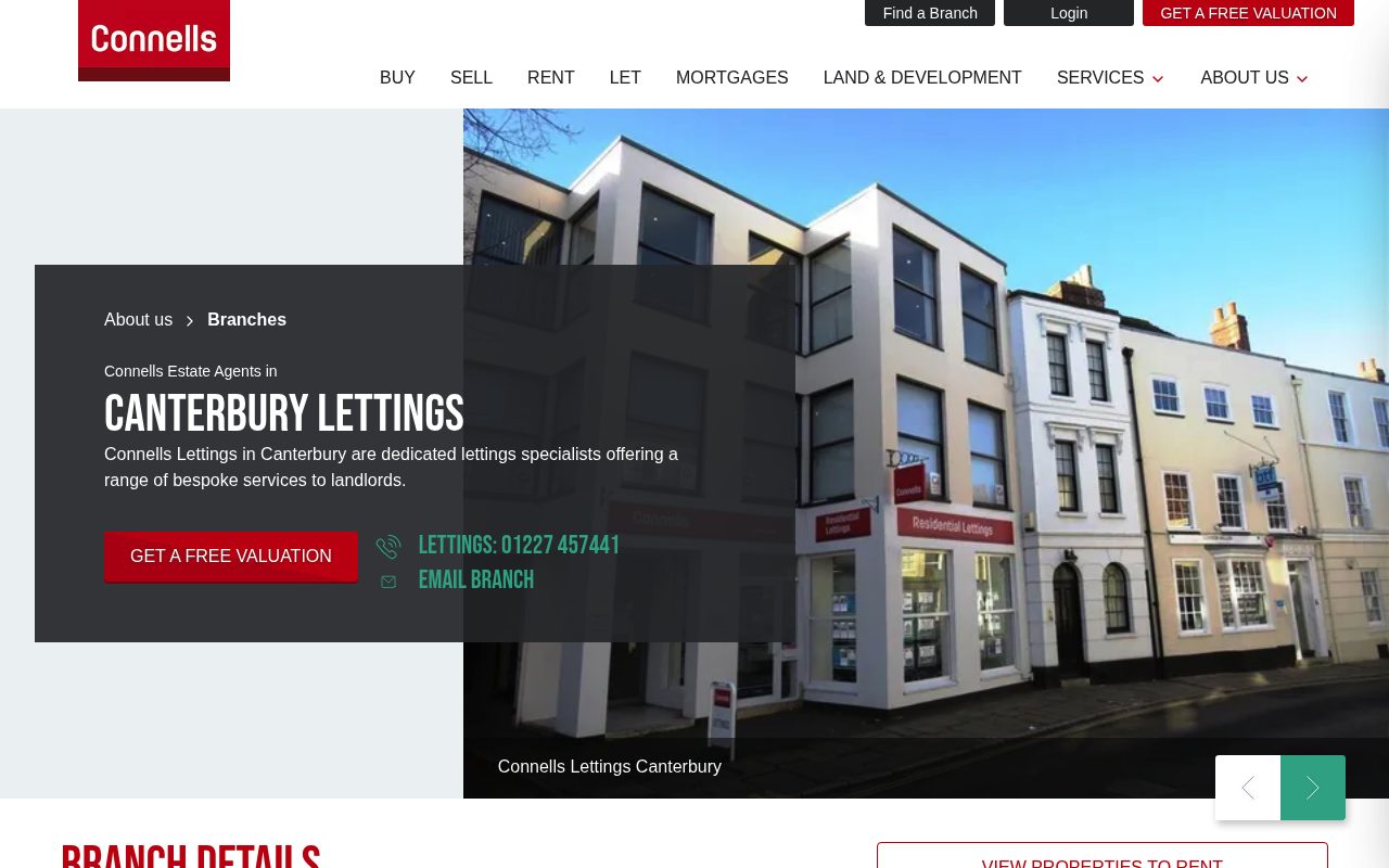 Connells Estate Agents Canterbury website screenshot