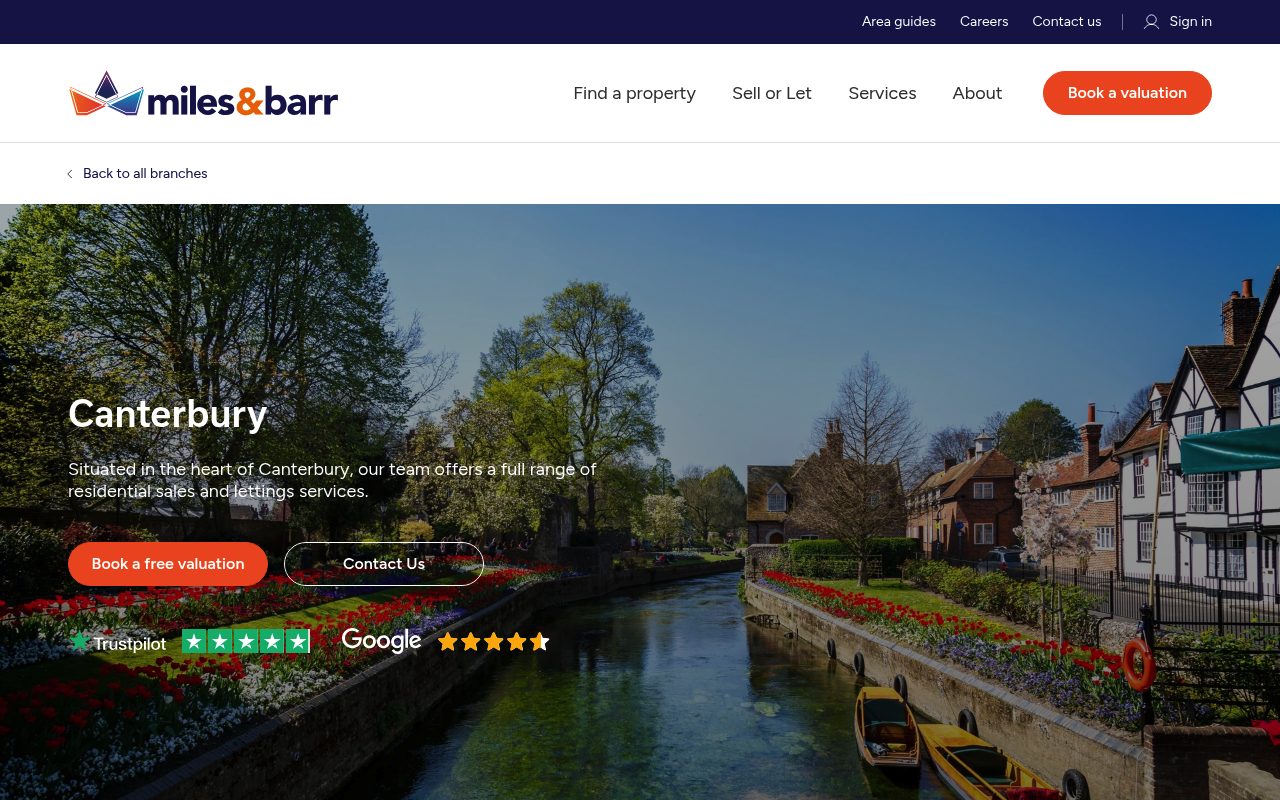 Miles & Barr Estate & Letting Agents - Canterbury website screenshot
