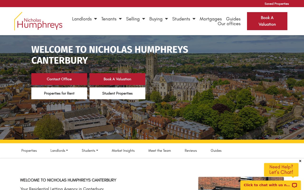 Nicholas Humphreys Canterbury website screenshot