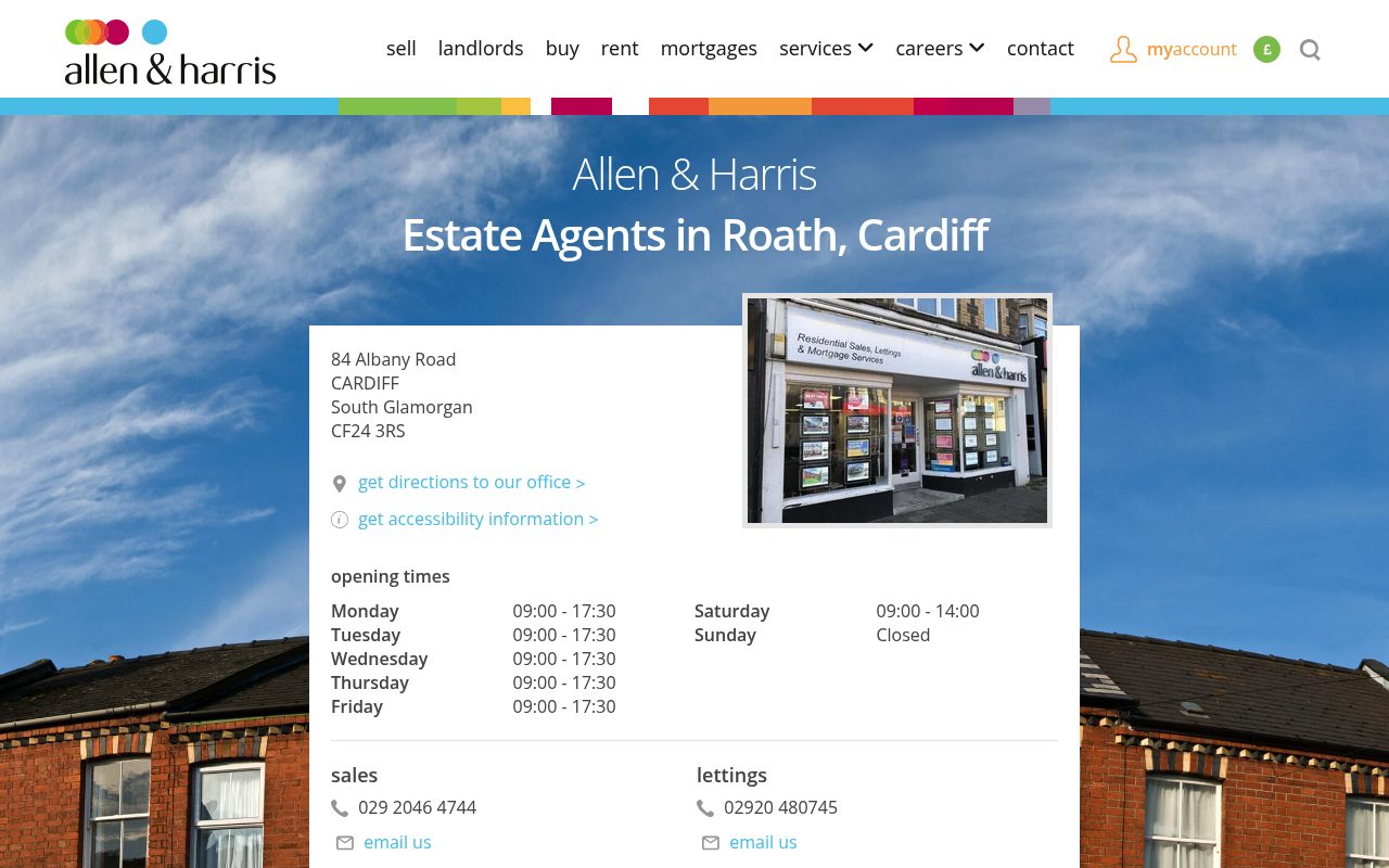 Allen and Harris Estate Agents Roath, Cardiff website screenshot