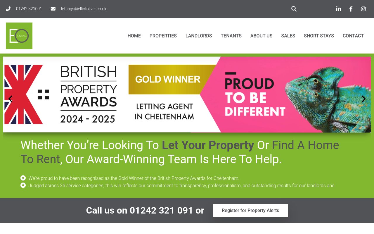 Elliot Oliver Lettings Ltd website screenshot