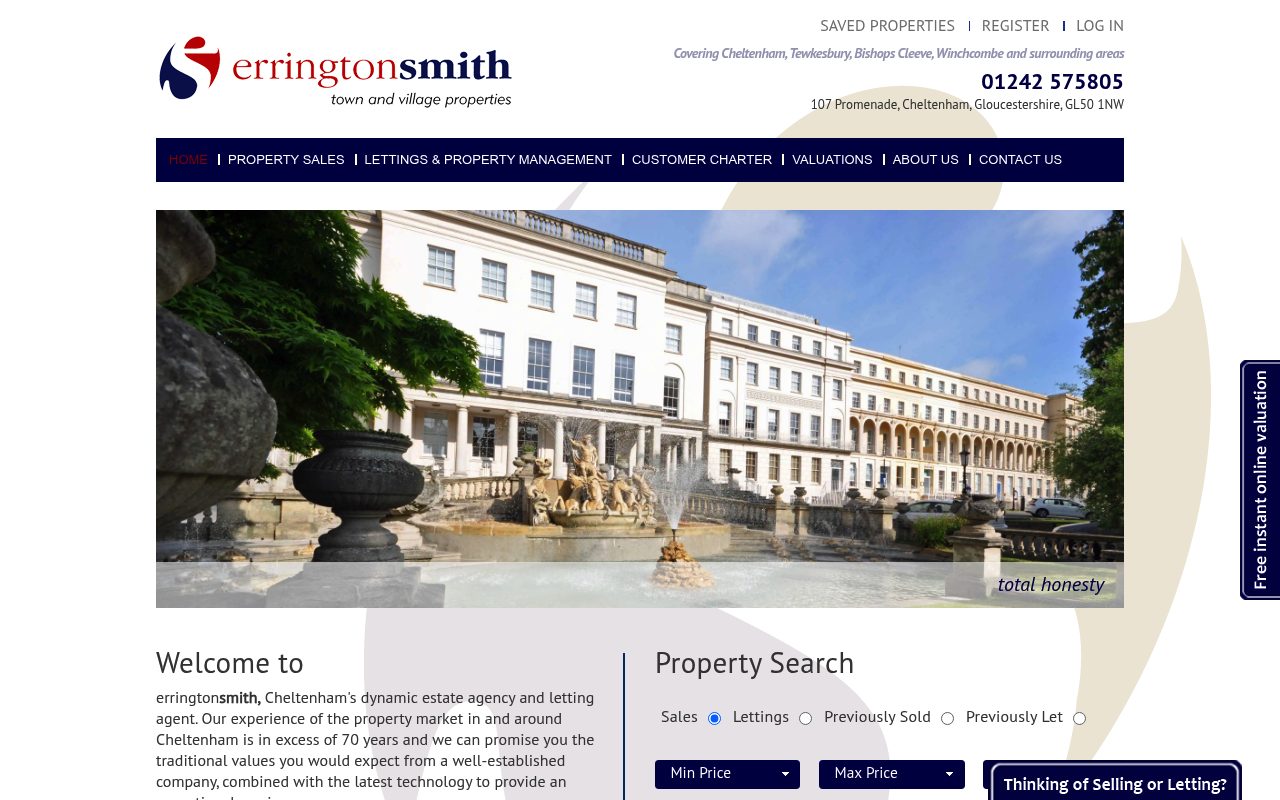 Errington Smith Town & Village Properties website screenshot