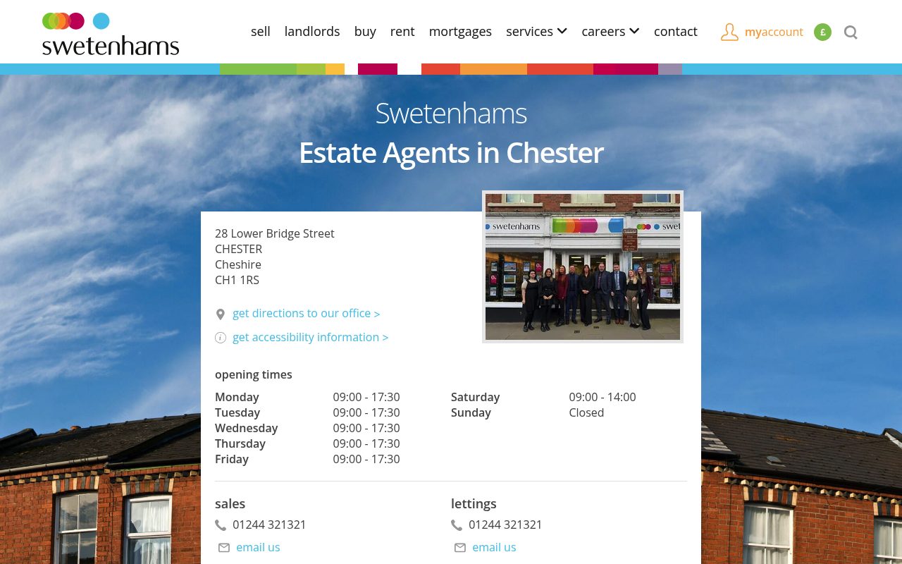 Swetenhams Estate Agents Chester website screenshot