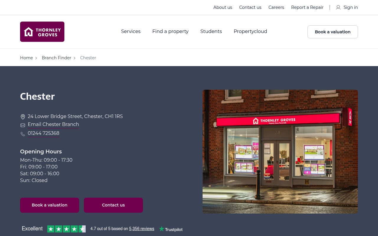 Thornley Groves Estate & Letting Agents - Chester website screenshot