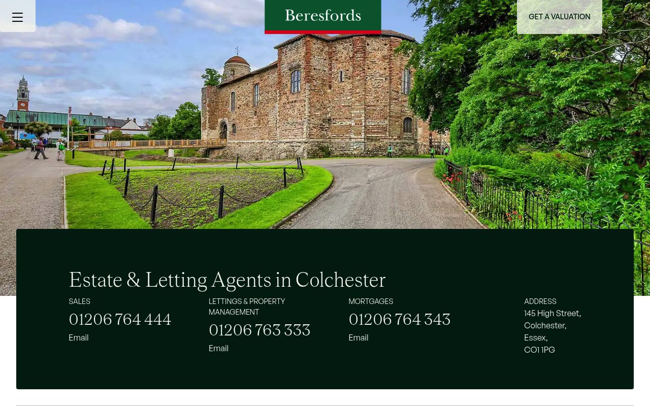 Beresfords Estate Agents - Colchester website screenshot