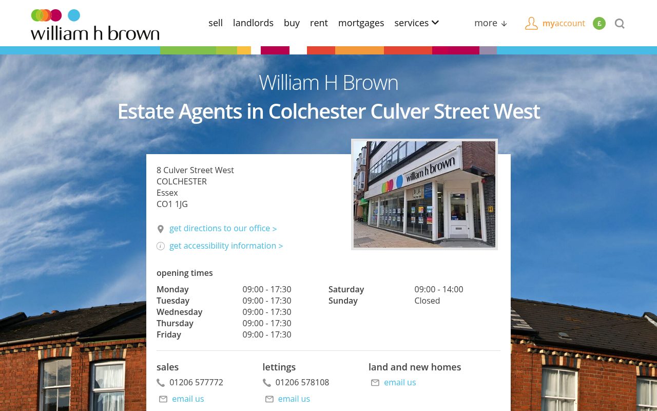 William H Brown Estate Agents Colchester Culver Street West website screenshot