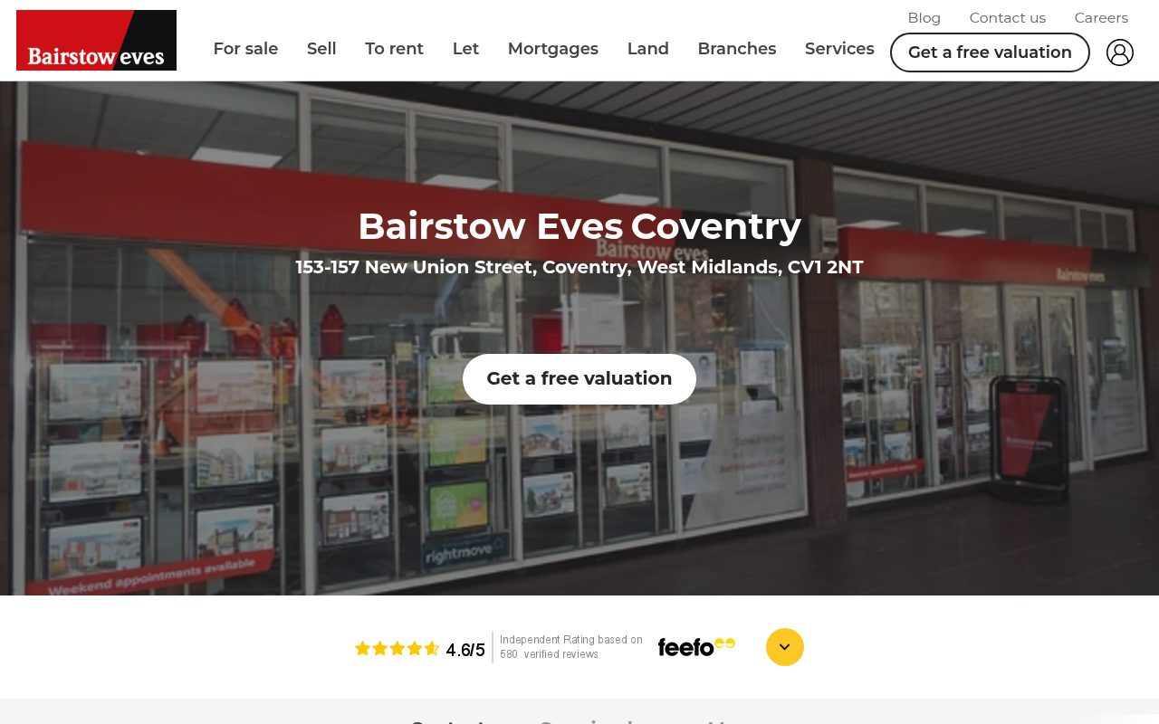 Bairstow Eves Sales and Letting Agents Coventry website screenshot