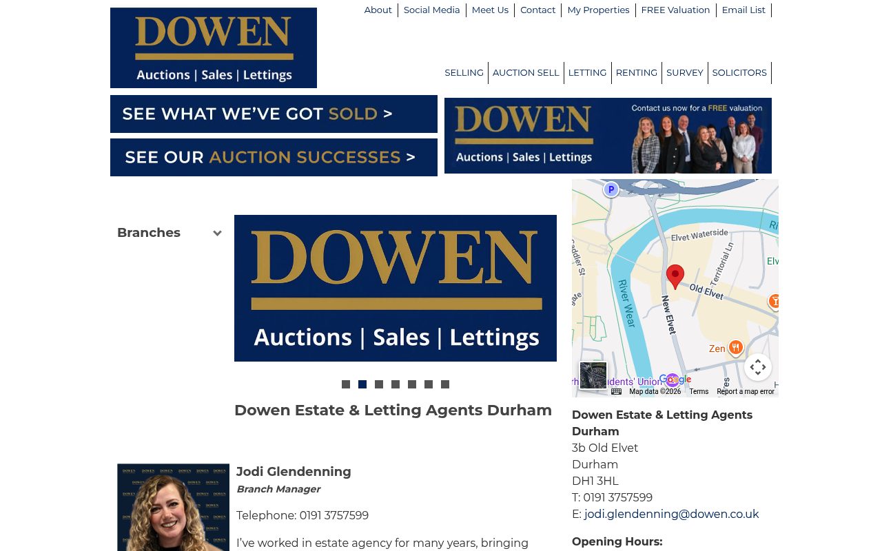 Dowen Estate & Letting Agents : Durham website screenshot