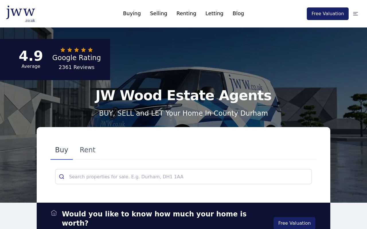 JW Wood Estate Agents website screenshot