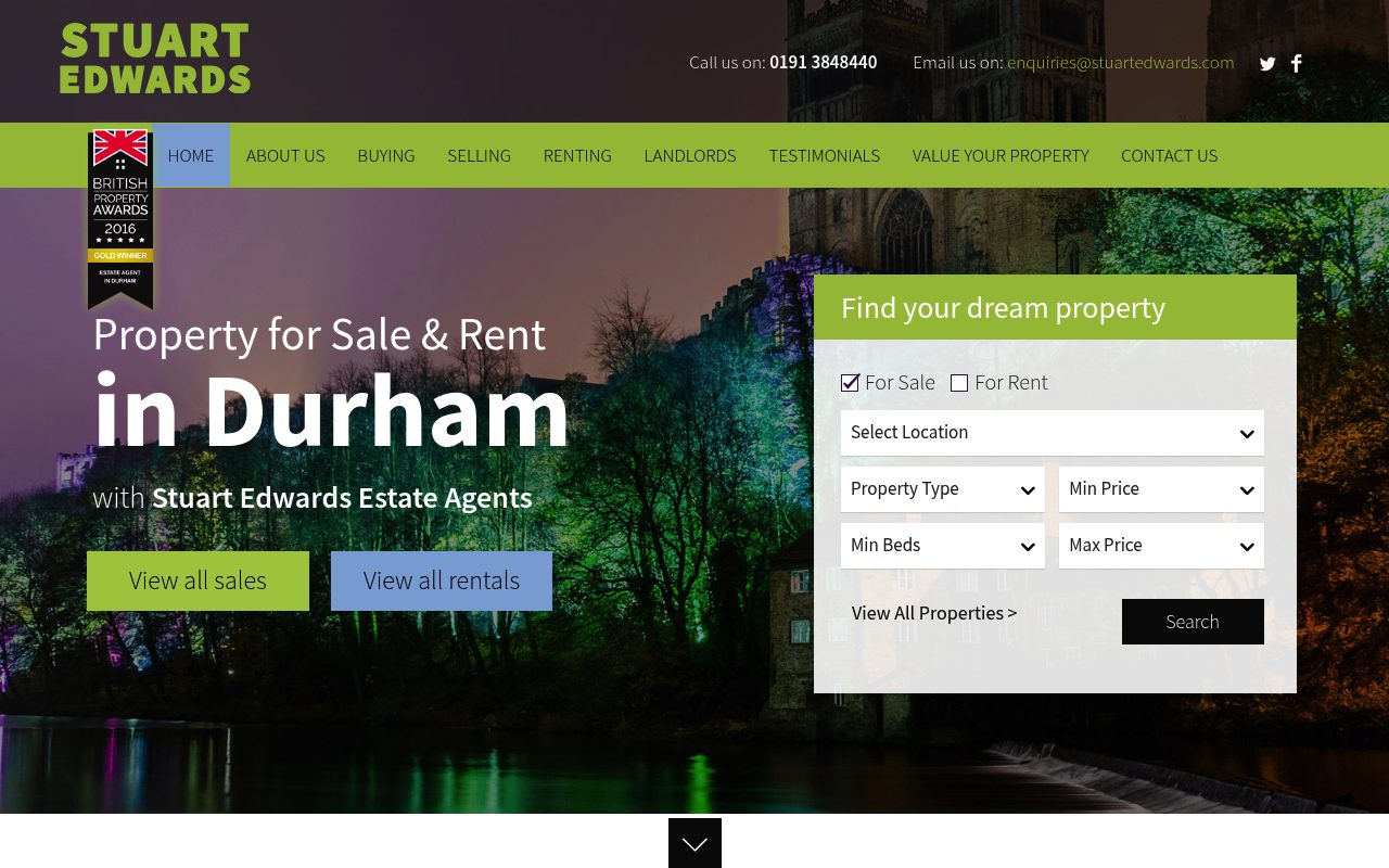 Stuart Edwards Estate Agents Durham website screenshot