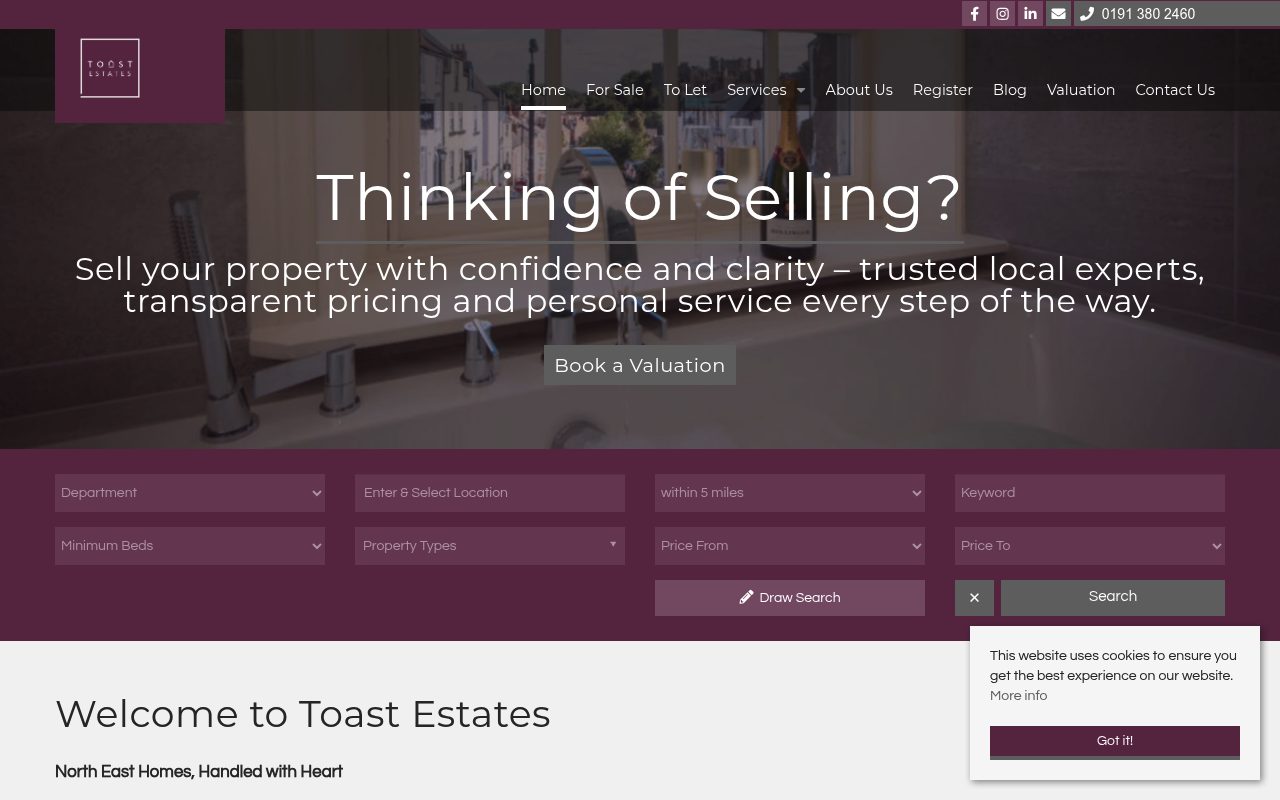 Toast Estates | Estate Agent Durham website screenshot