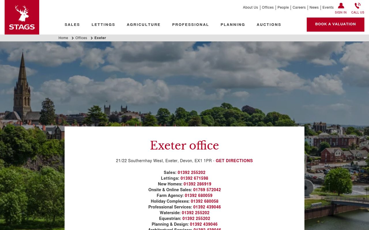 Stags Estate Agents Exeter website screenshot