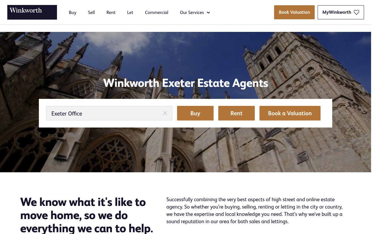 Winkworth Exeter Estate & Letting Agents website screenshot