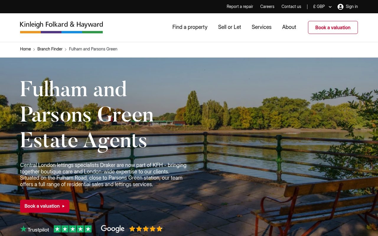 Draker KFH Fulham and Parsons Green Estate & Lettings Agents website screenshot
