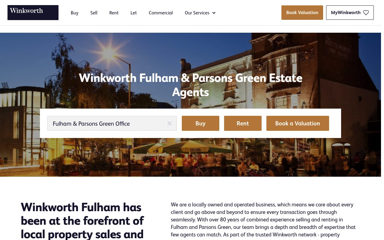 Winkworth Fulham & Parsons Green Estate Agents website screenshot