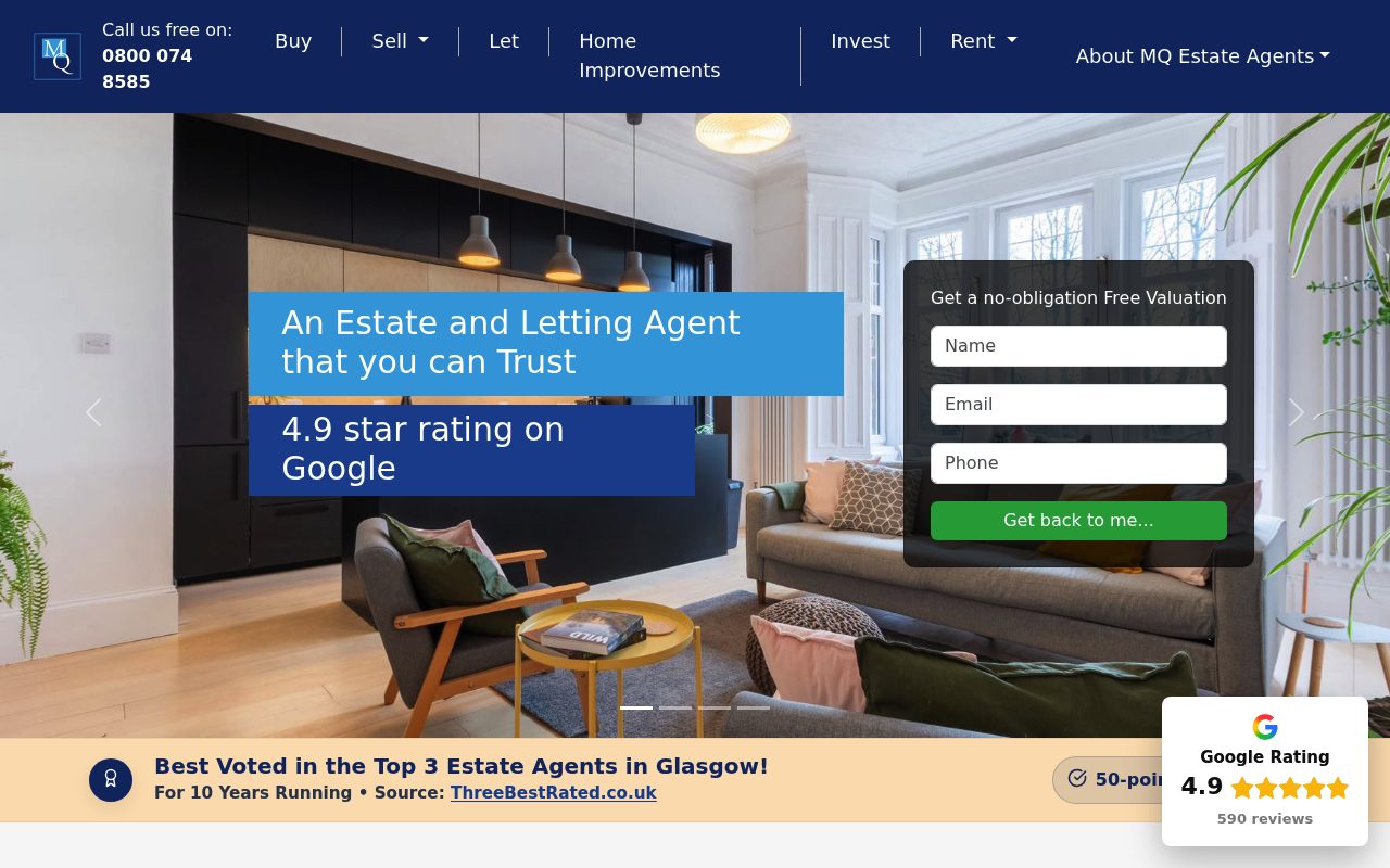 MQ Estate Agents, Lettings, Investments & Home Improvements website screenshot