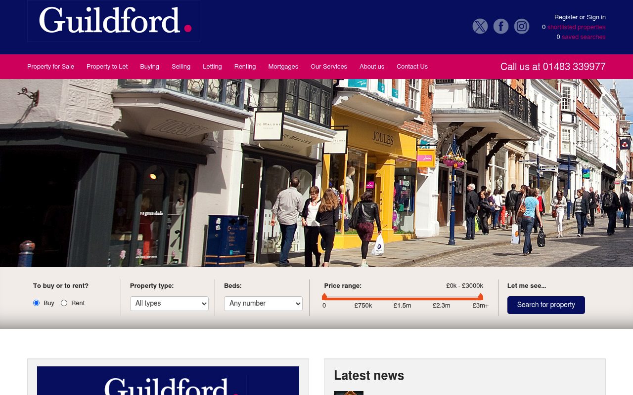 Guildford Estate Agents website screenshot
