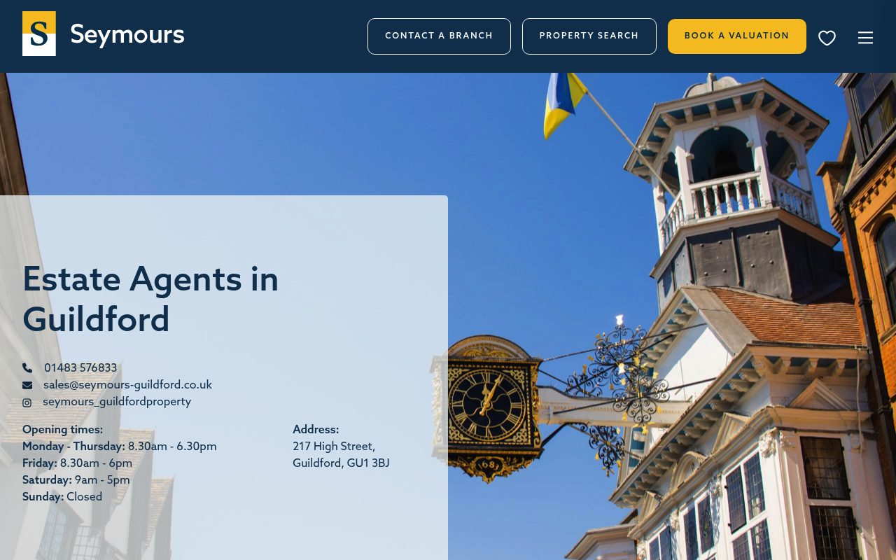 Seymours Estate Agents Guildford website screenshot