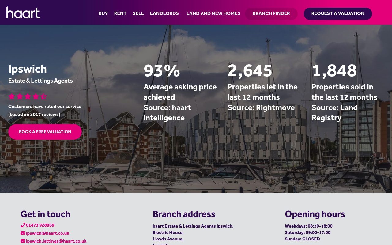 haart Estate and Lettings Agents Ipswich website screenshot