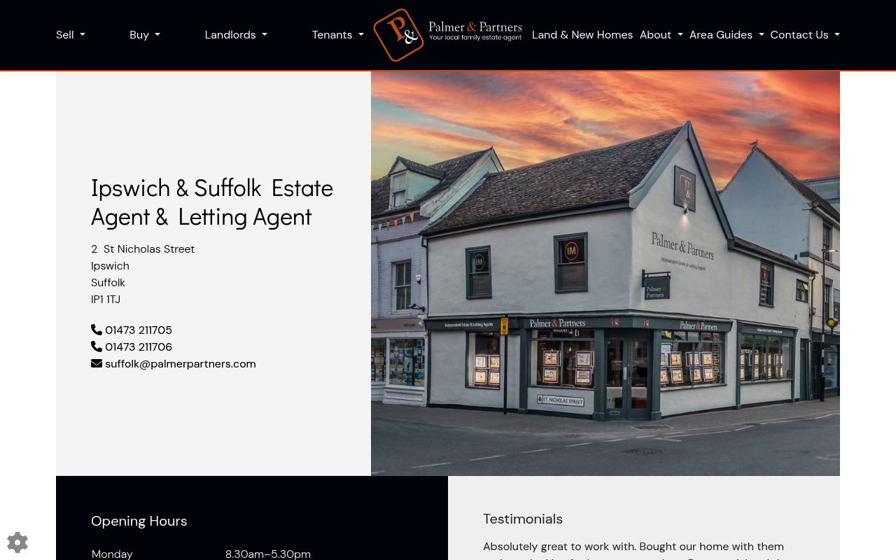 Palmer & Partners - Estate & Lettings Agent (Ipswich & Suffolk) website screenshot