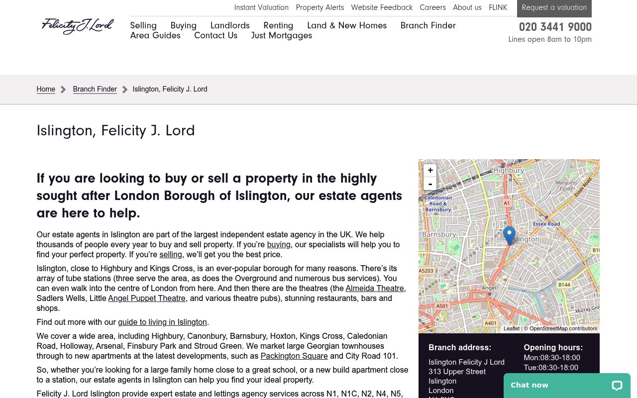 Felicity J. Lord Estate Agents Islington website screenshot