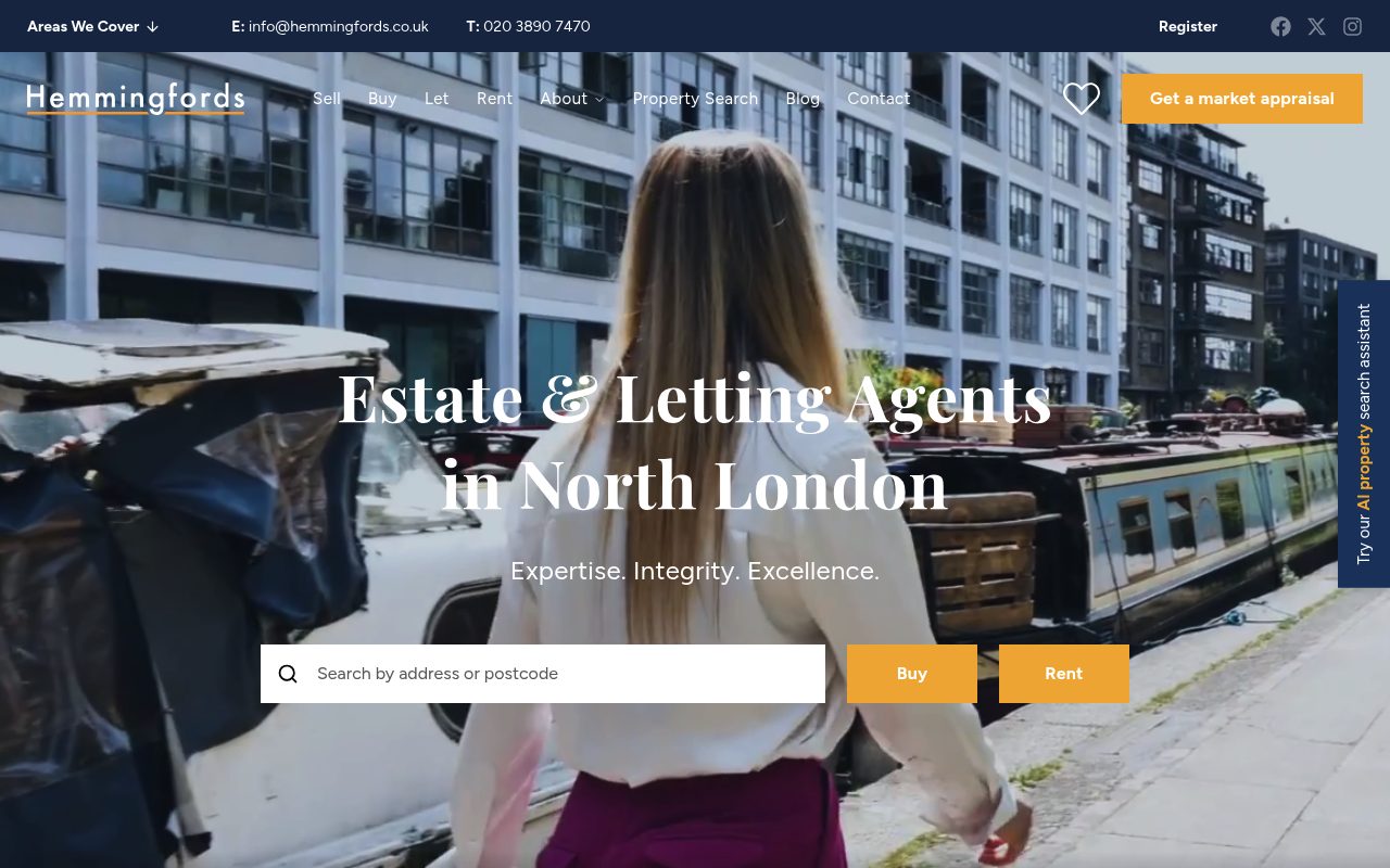 Hemmingfords Estate Agents website screenshot