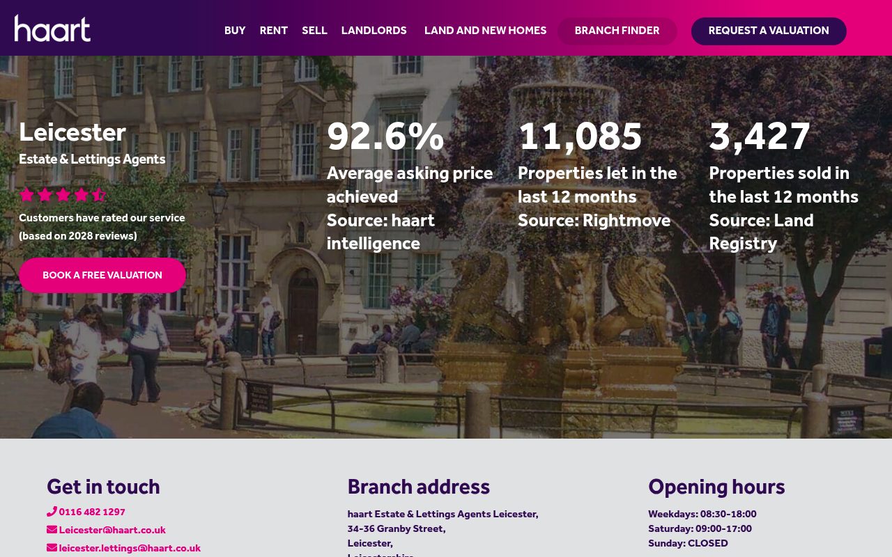 haart Estate and Lettings Agents Leicester website screenshot