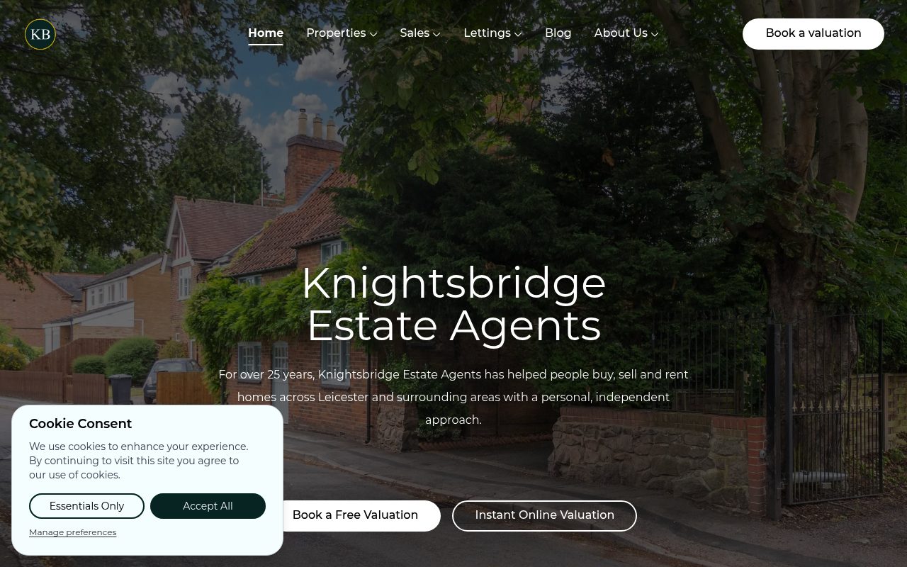 Knightsbridge Estate Agents website screenshot