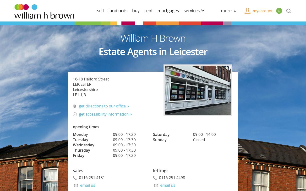 William H Brown Estate Agents Leicester website screenshot