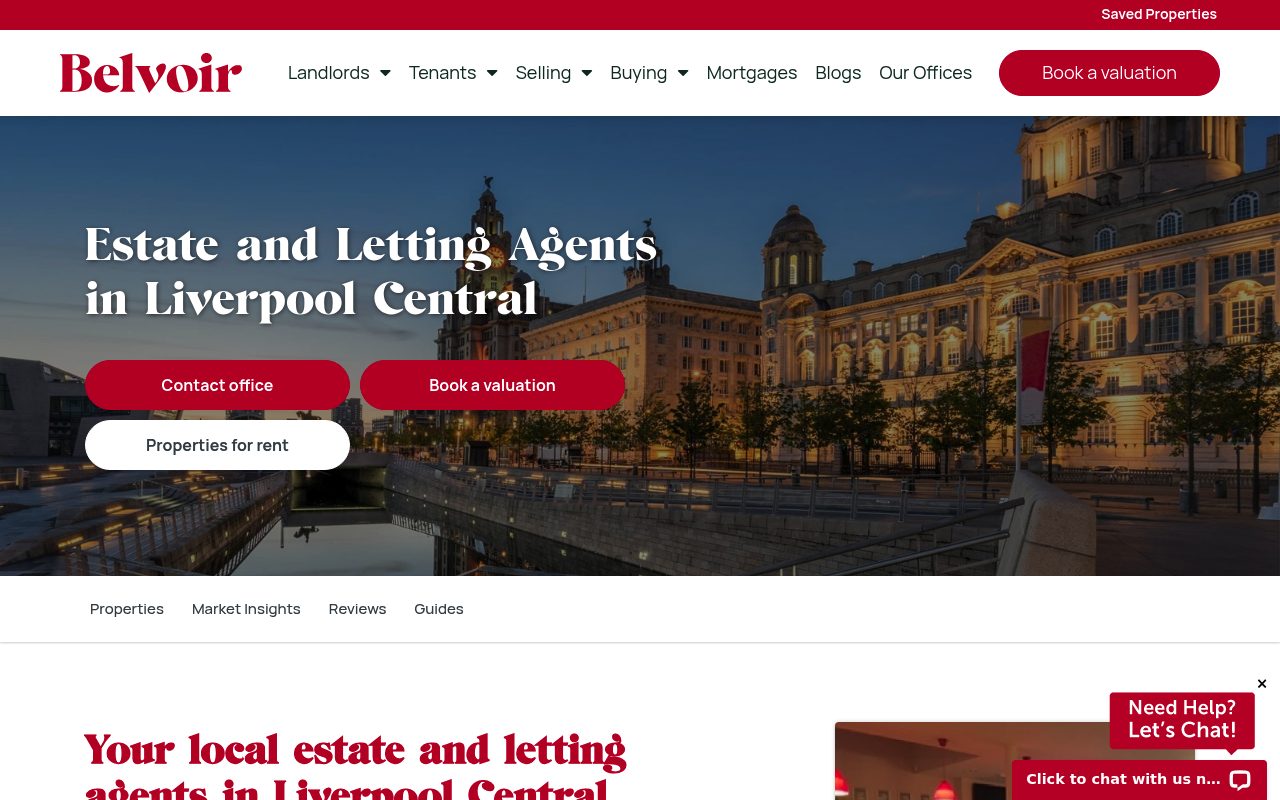 Belvoir Liverpool Central website screenshot