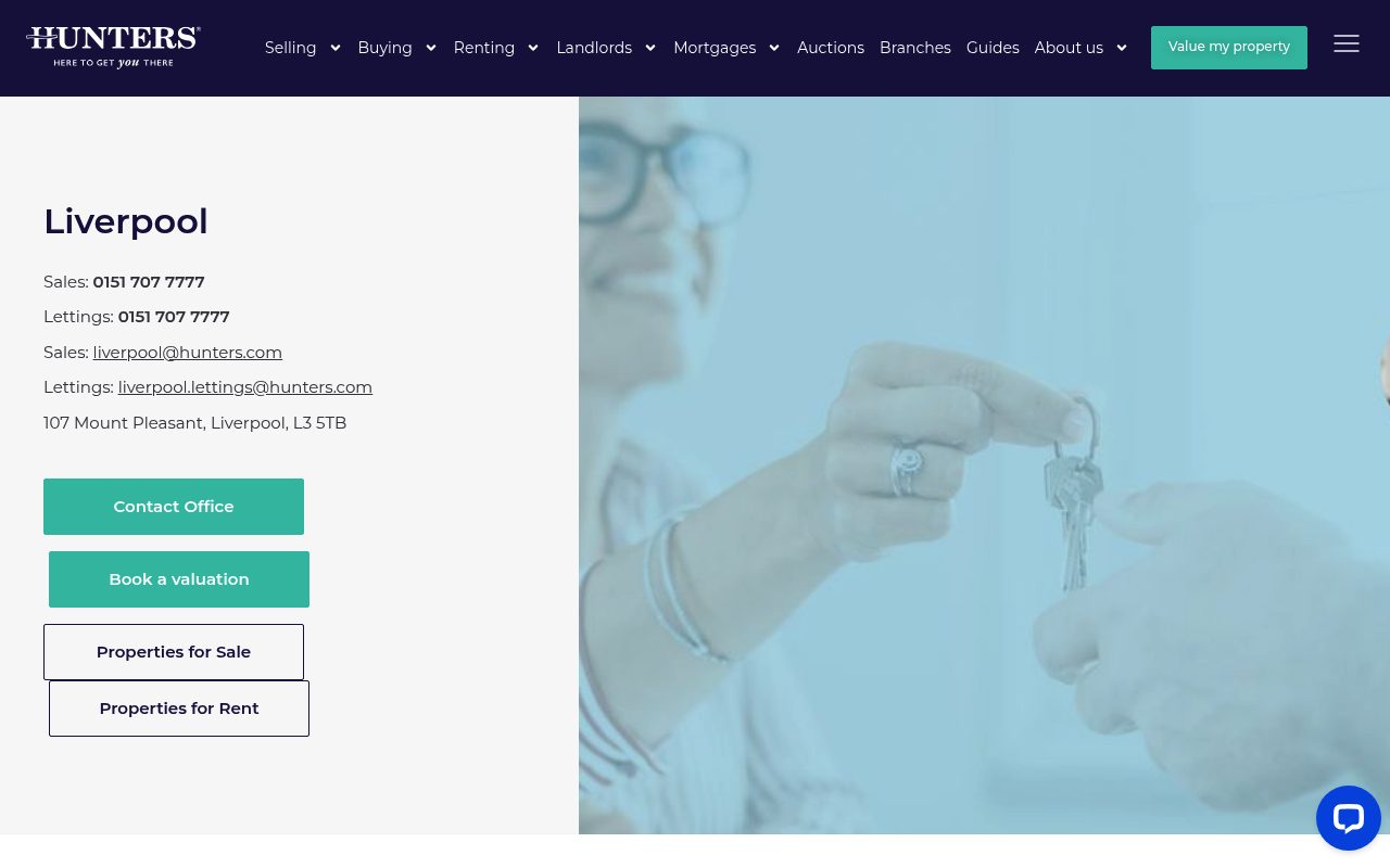 Hunters Liverpool website screenshot