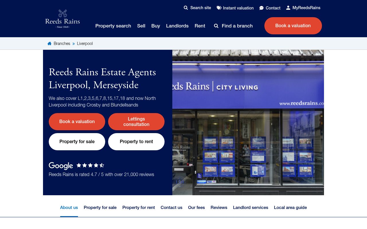 Reeds Rains Estate Agents Liverpool website screenshot