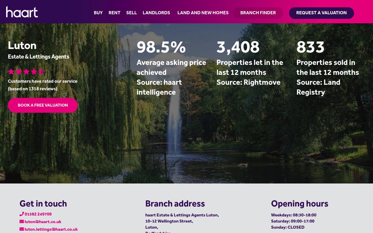 haart Estate and Lettings Agents Luton website screenshot