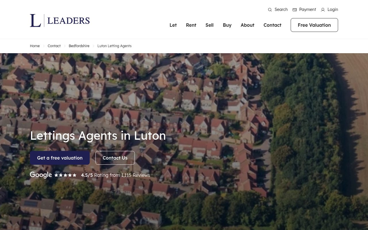 Leaders Letting Agents in Luton website screenshot