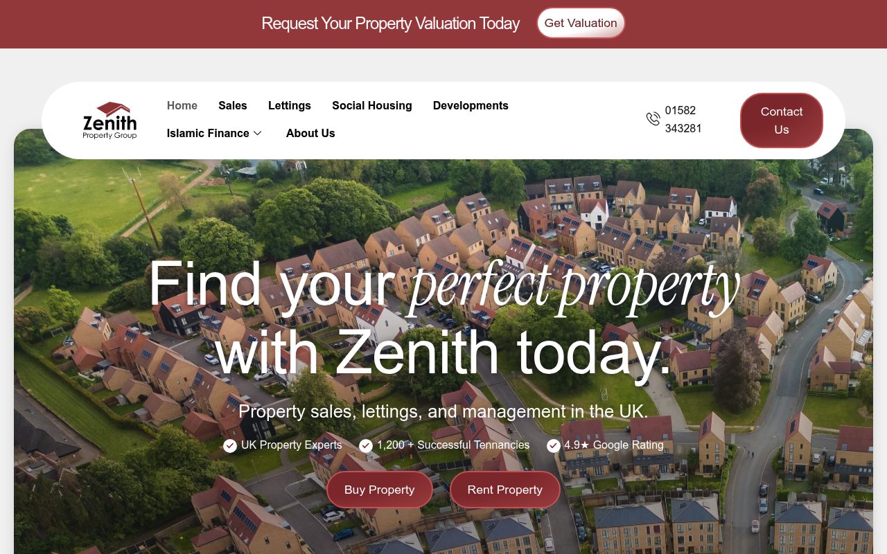 Zenith estate and management ltd website screenshot
