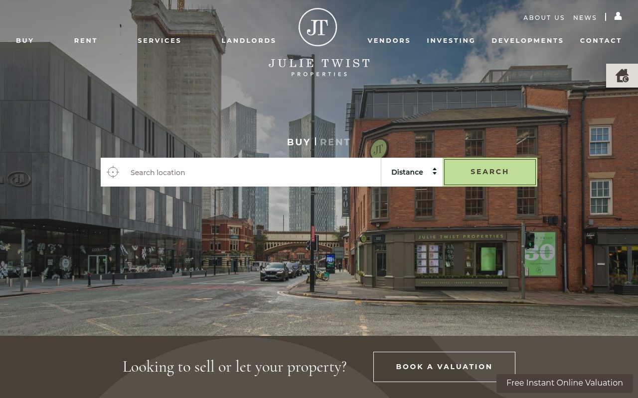Julie Twist Properties - Manchester Estate Agents website screenshot