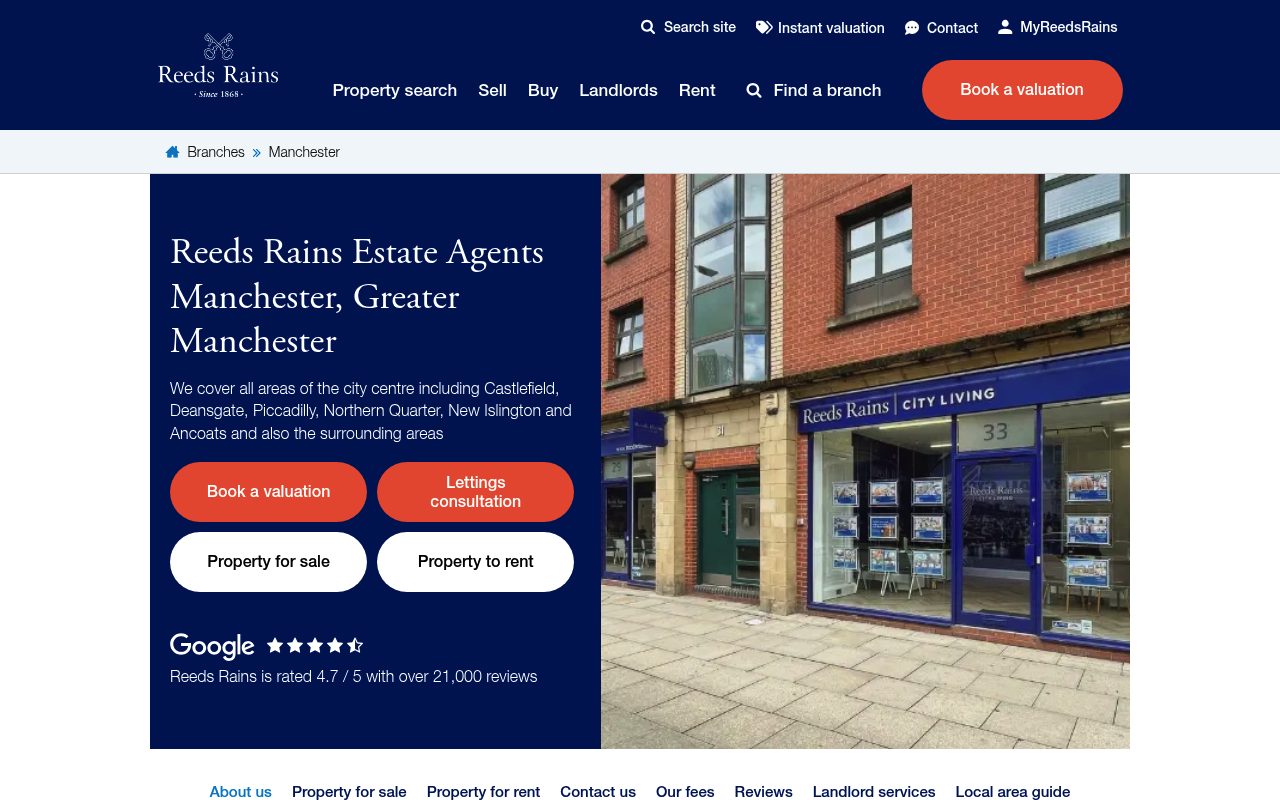 Reeds Rains Estate Agents Manchester website screenshot