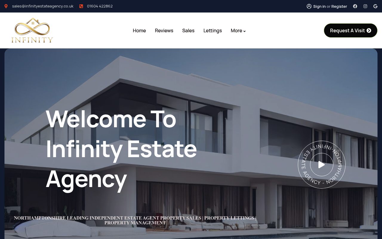 Infinity Estate Agency website screenshot