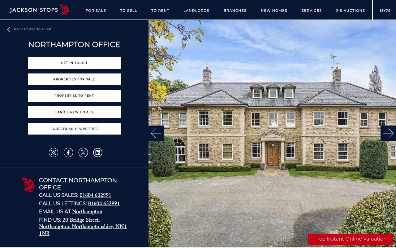 Jackson-Stops Estate Agents Northampton website screenshot