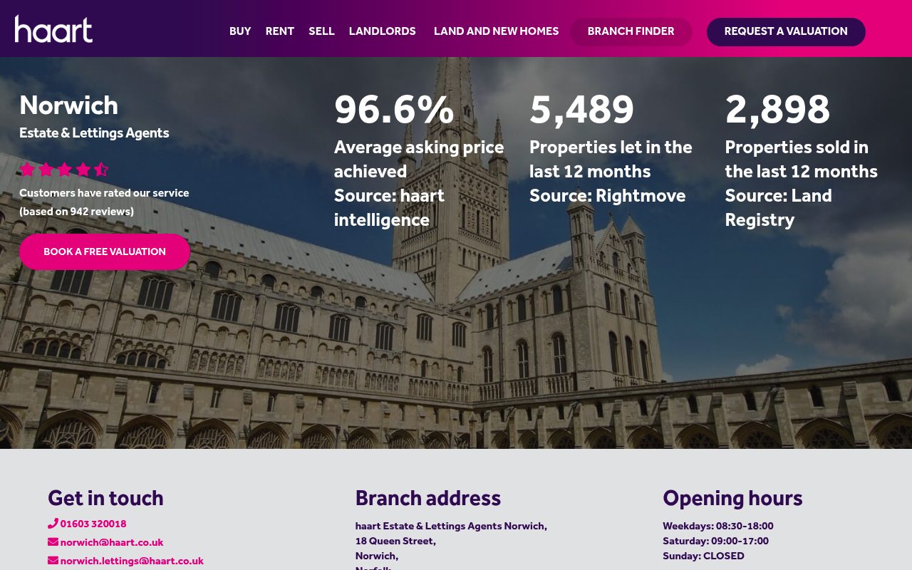 haart Estate and Lettings Agents Norwich website screenshot