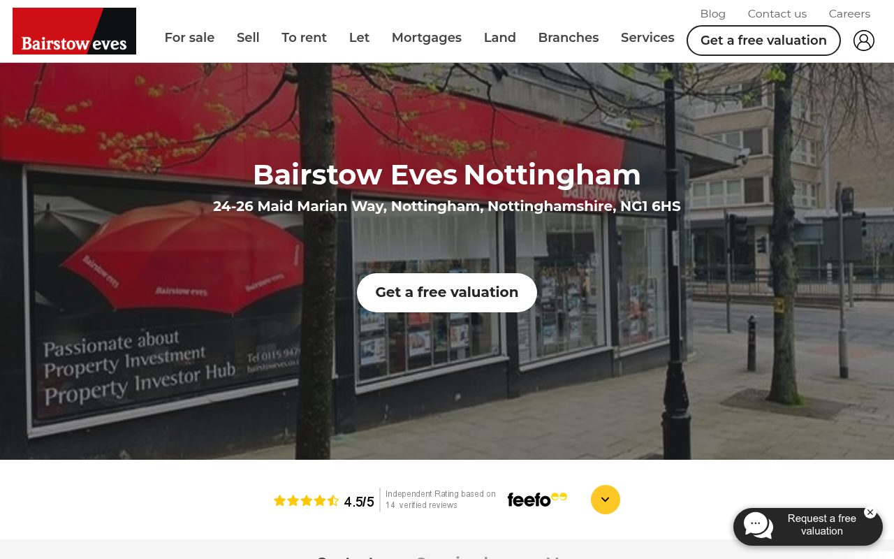 Bairstow Eves Sales and Letting Agents Nottingham website screenshot