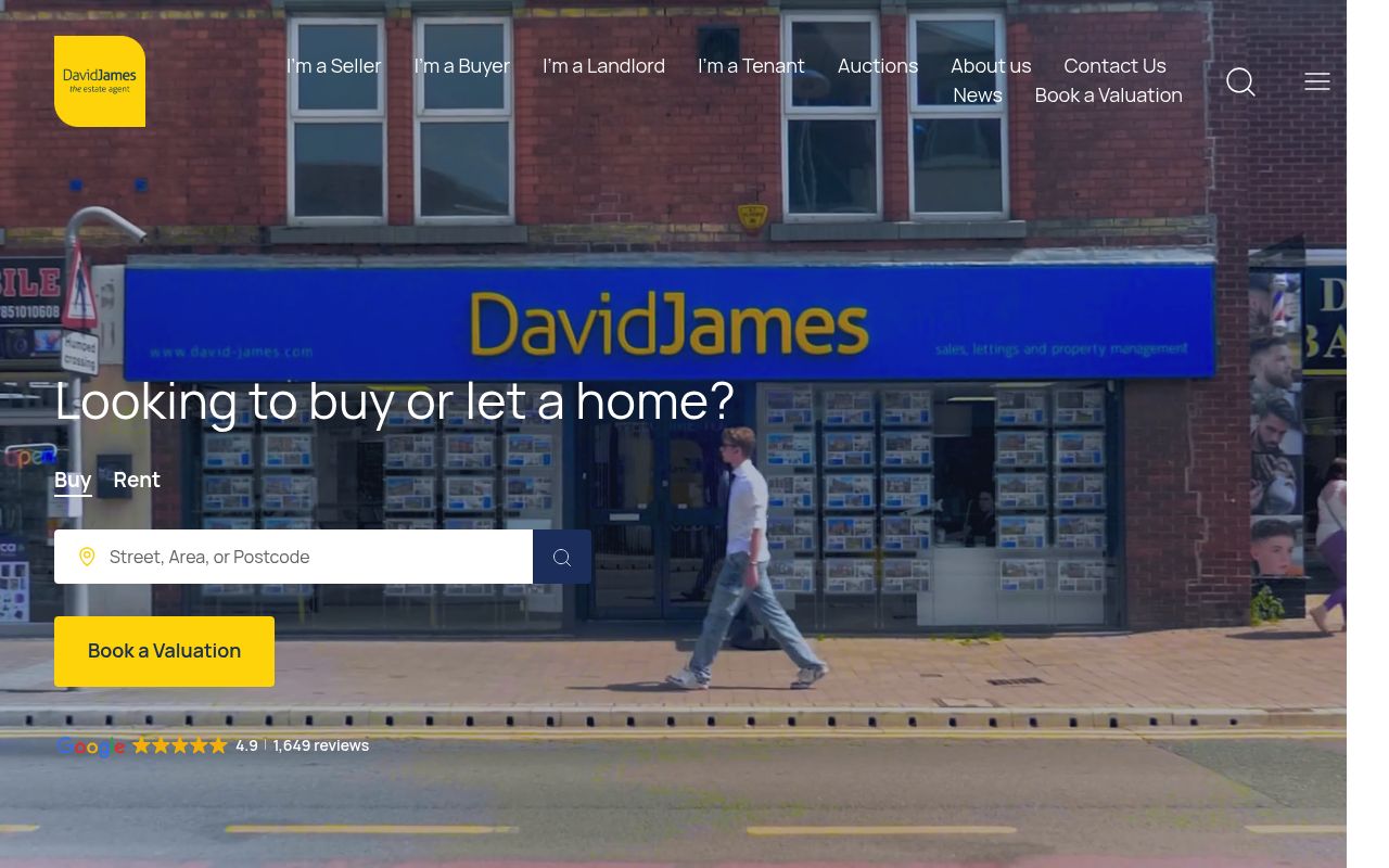 David James Estate Agents website screenshot