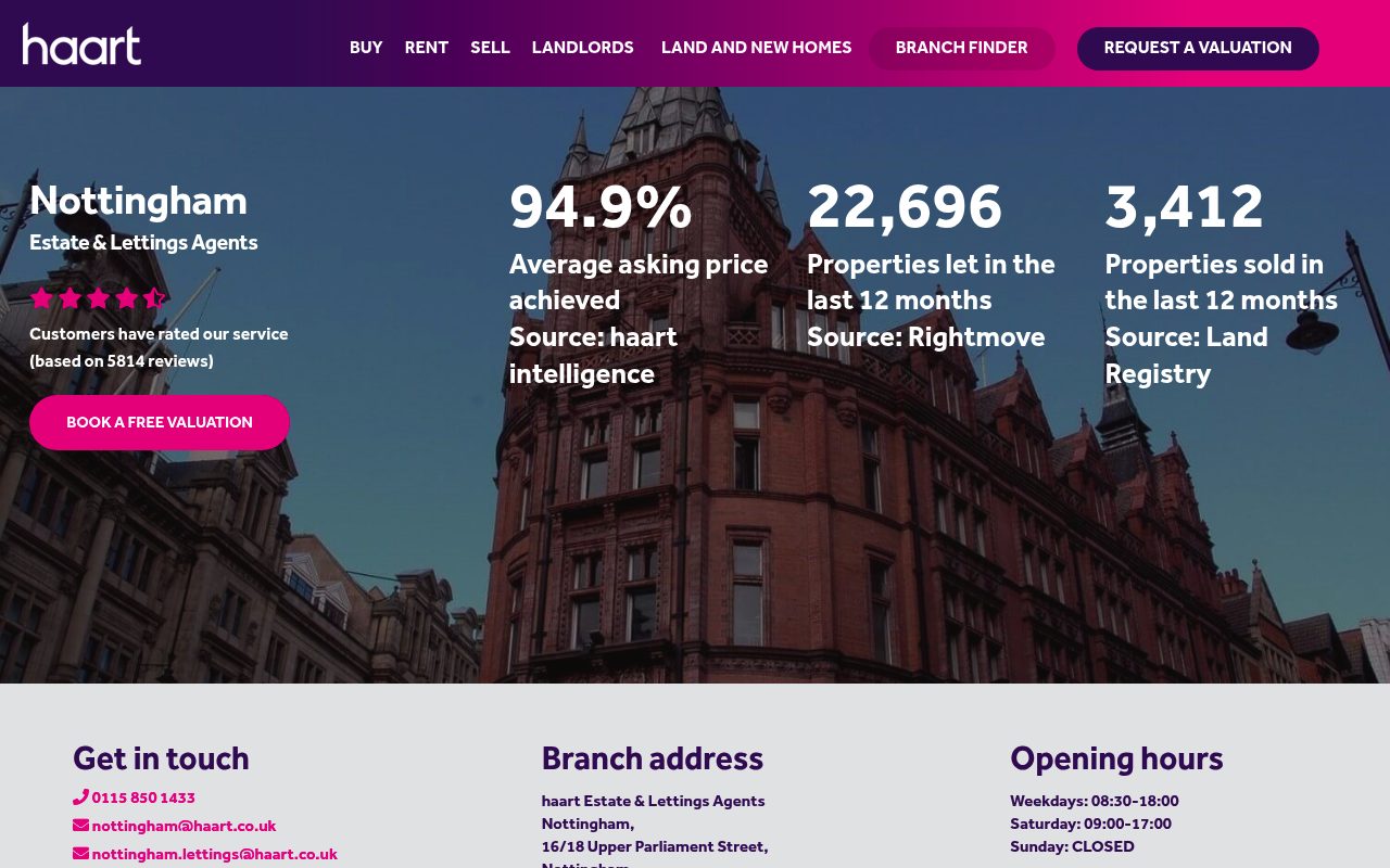 haart Estate and Lettings Agents Nottingham website screenshot